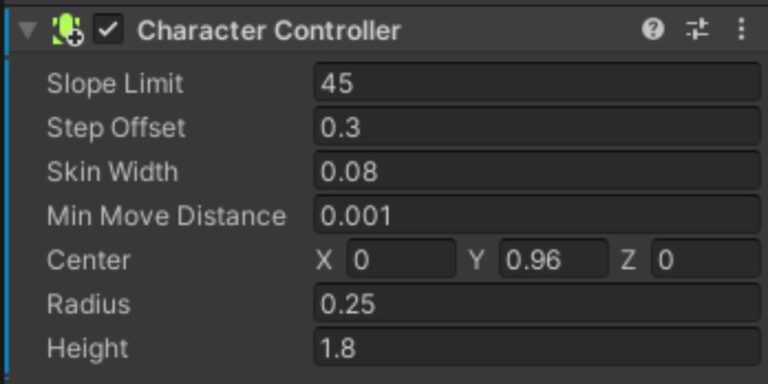 Componente de CharacterController